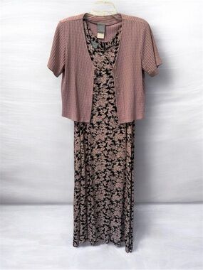 Vintage 90’s Y2K Rabbit Rabbit Rabbit 14 Dusty pink Floral Maxi Dress & sweater